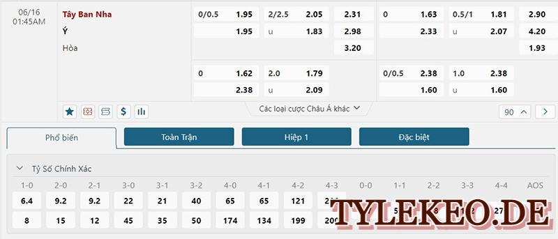 Tây Ban Nha vs Italia