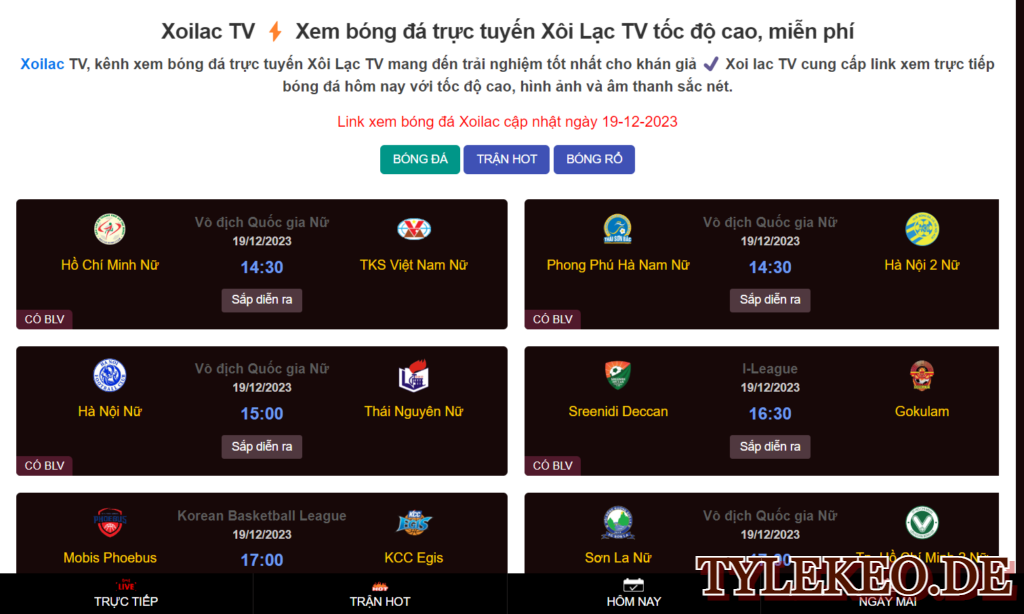 Xem trực tiếp bóng đá tốc độ cao tất cả các giải đấu hiện có trên thế giới.